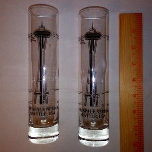 (2) Seattle Space Needle (8") Glasses:  Heavy.  Mint Condition.  Vintage.  Retro